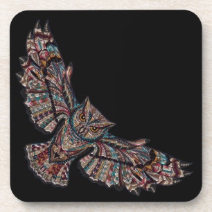 Colourful Tribal Flying Owl Coaster