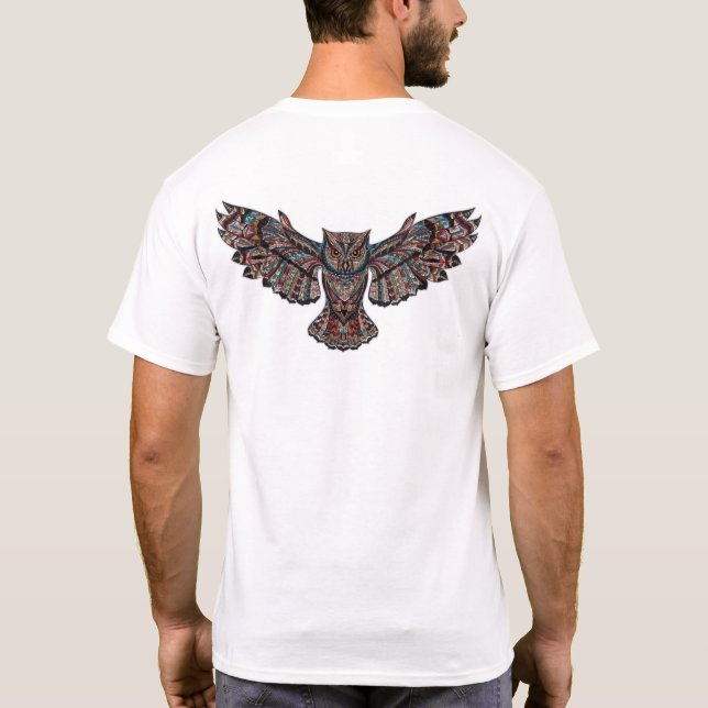 Colourful Tribal Flying Owl T-Shirt (Back)
