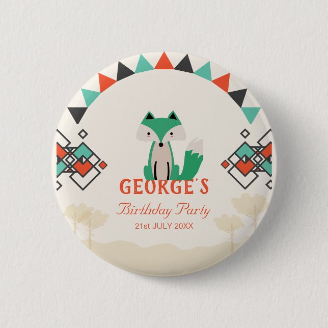Colourful Tribal Fox Geometric pattern Birthday 6 Cm Round Badge (Front)