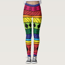 Colourful tribal geometric doodle legging