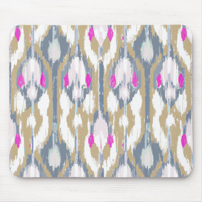 Colourful tribal geometric ikat pattern mouse pad (Front)