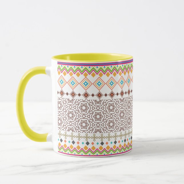 Colourful Tribal Geometric Pattern  Mug (Left)