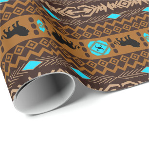 Colourful Tribal Geometric Pattern With Animals Wrapping Paper