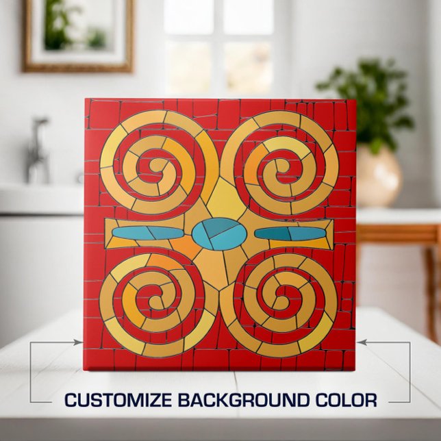 Colourful Tribal Mosaic Art Ceramic Tile (Creator Uploaded)