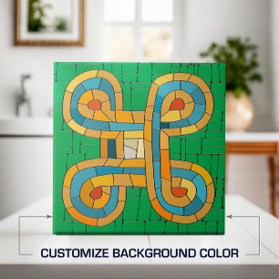 Colourful Tribal Mosaic Art Ceramic Tile