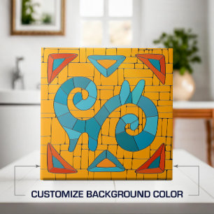 Colourful Tribal Mosaic Art Ceramic Tile