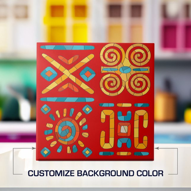 Colourful Tribal Mosaic Art Ceramic Tile (Creator Uploaded)