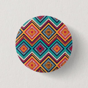 Colourful tribal pattern 3 cm round badge