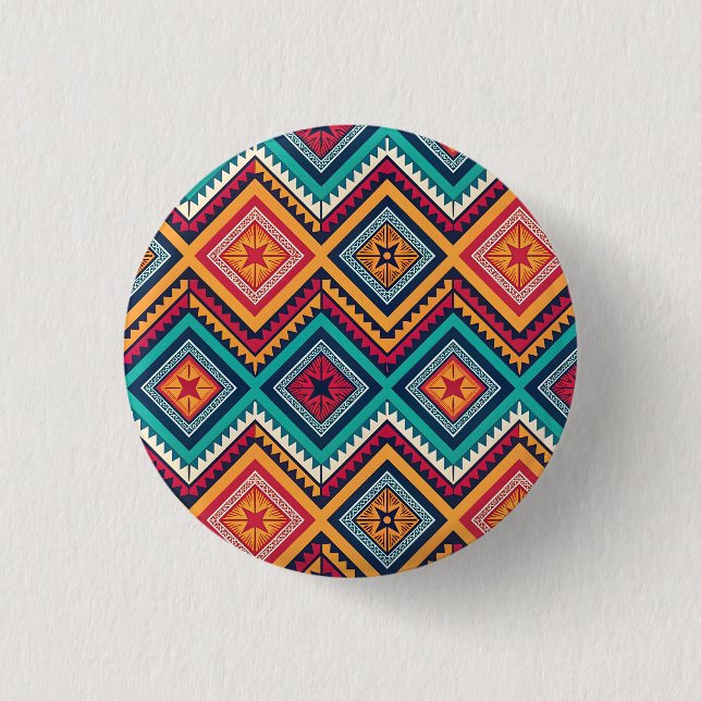Colourful tribal pattern 3 cm round badge (Front)