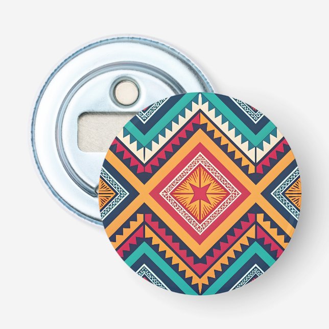 Colourful tribal pattern bottle opener (Front)