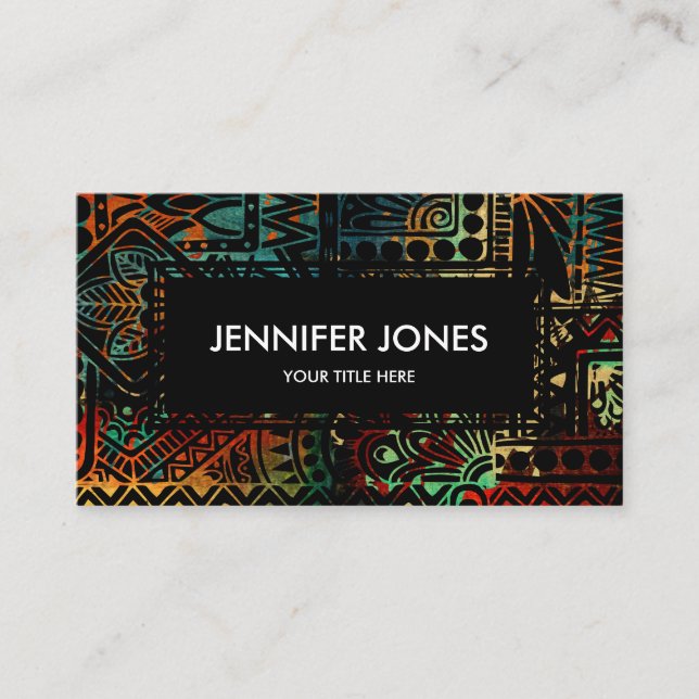 Colourful Tribal pattern Business Card (Front)