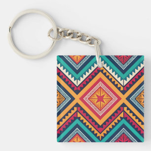 Colourful tribal pattern key ring