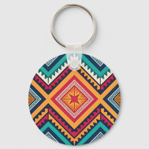 Colourful tribal pattern key ring