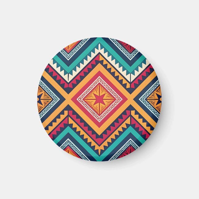 Colourful tribal pattern magnet (Front)