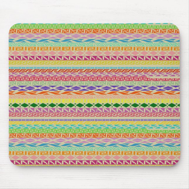 Colourful Tribal Pattern Mouse Pad (Front)