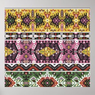 Colourful tribal style, seamless pattern. poster