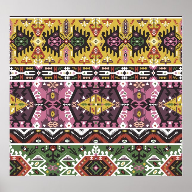 Colourful tribal style, seamless pattern. poster (Front)