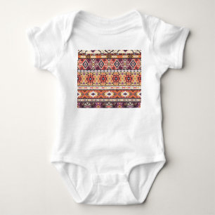 Colourful tribal style, vibrant seamless pattern. baby bodysuit