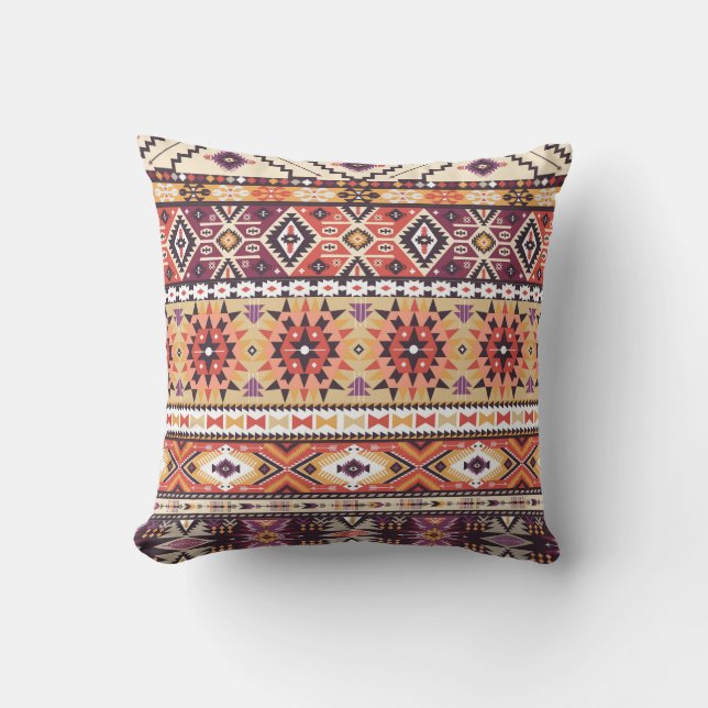 Colourful tribal style, vibrant seamless pattern. cushion (Front)