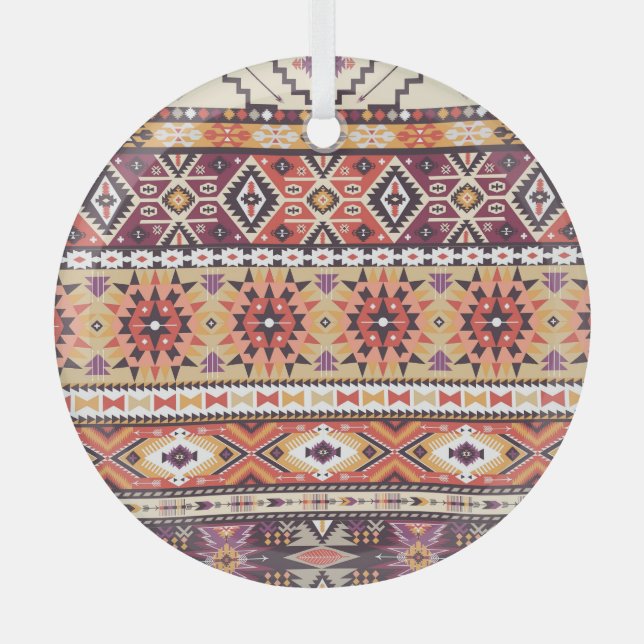 Colourful tribal style, vibrant seamless pattern. glass tree decoration (Front)