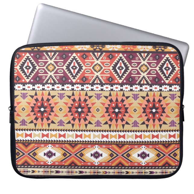 Colourful tribal style, vibrant seamless pattern. laptop sleeve (Front)