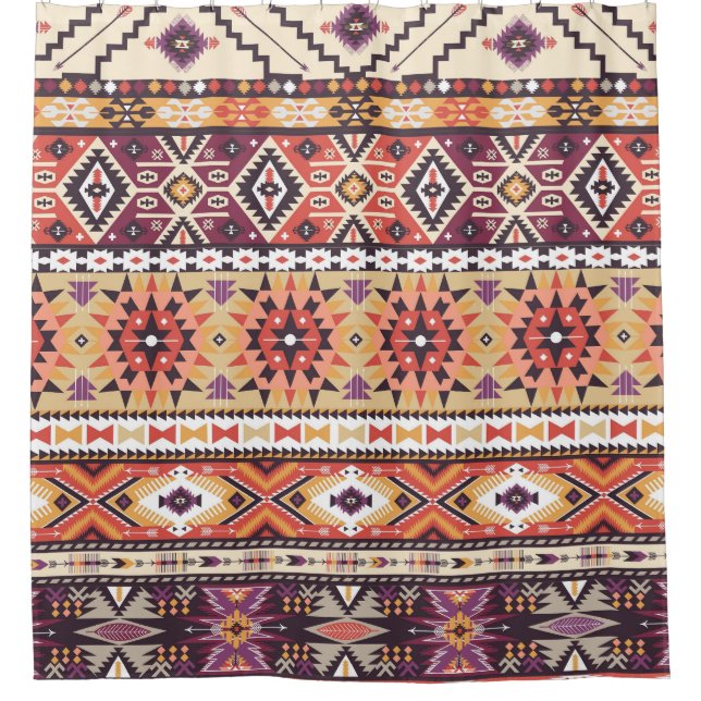 Colourful tribal style, vibrant seamless pattern. shower curtain (Front)