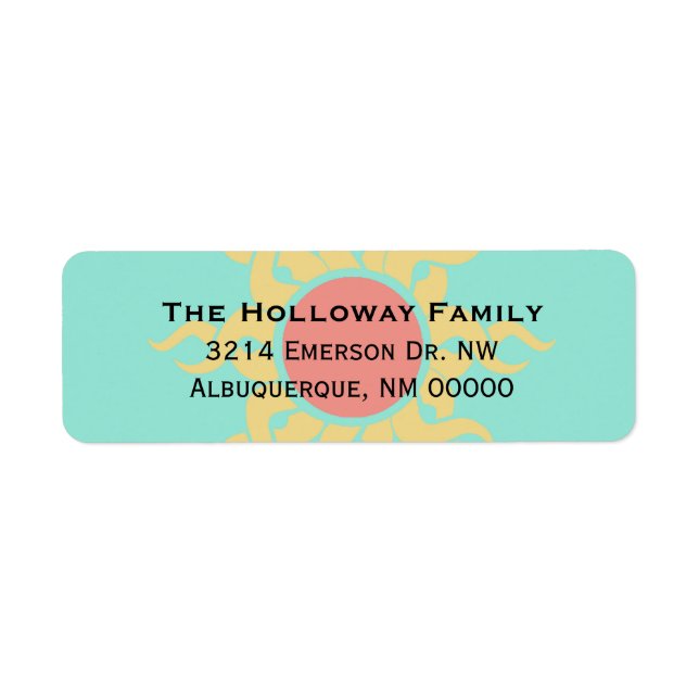 Colourful Tribal Sun Return Address Label (Front)