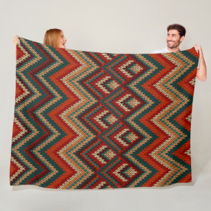 Colourful Tribal Thunderbird Woven Chevron Pattern Fleece Blanket