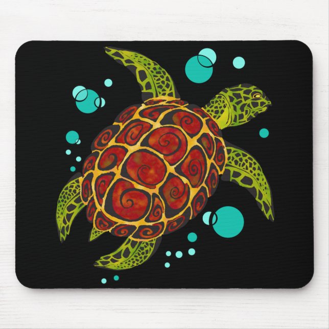 Colourful Tribal Turtle Tattoo Mouse Pad (Front)