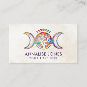 Colourful Triple Moon - Tree of life  Business Car Card