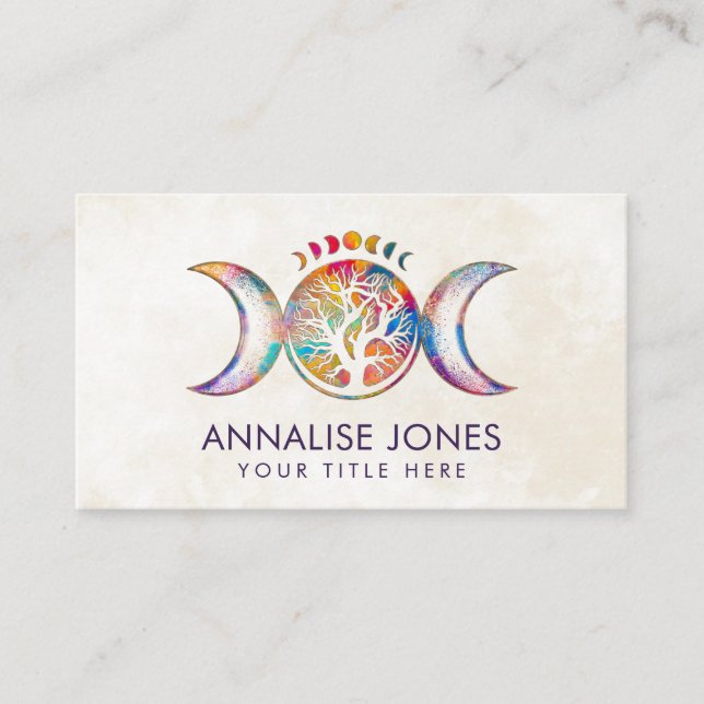 Colourful Triple Moon - Tree of life  Business Car Card (Front)