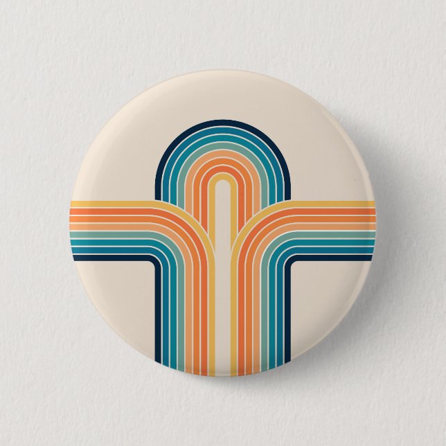 Colourful triple retro arches 6 cm round badge (Front)