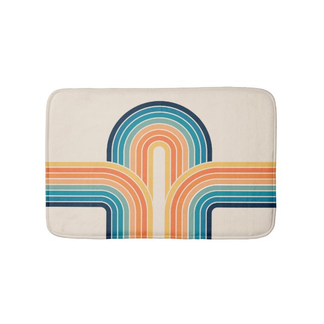 Colourful triple retro arches bath mat (Front)