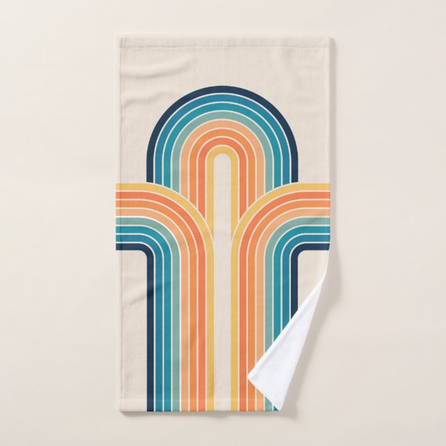 Colourful triple retro arches bath towel set (Hand Towel)