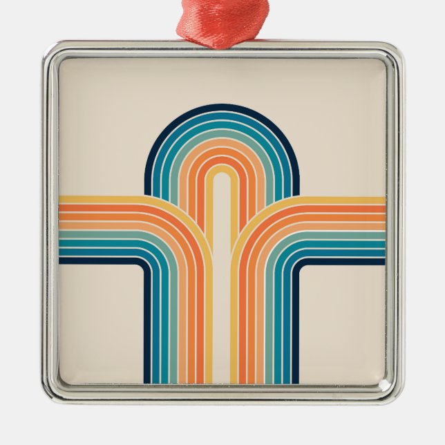 Colourful triple retro arches metal ornament (Front)