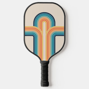 Colourful triple retro arches pickleball paddle