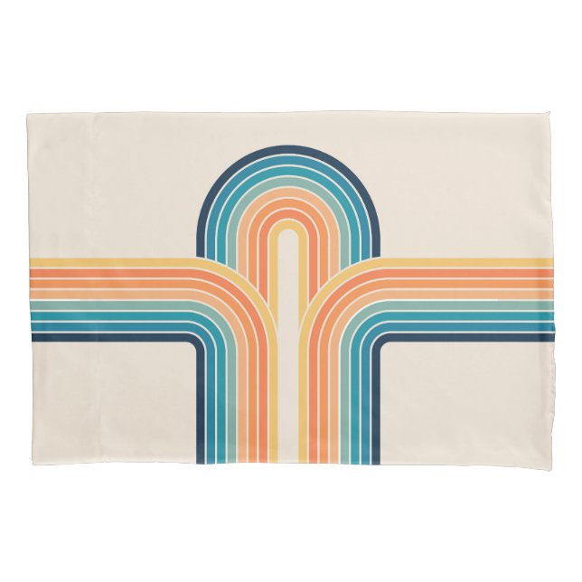 Colourful triple retro arches pillowcase (Front)