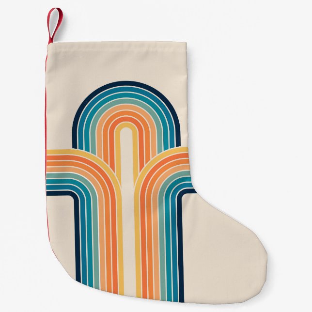 Colourful triple retro arches small christmas stocking (Front)