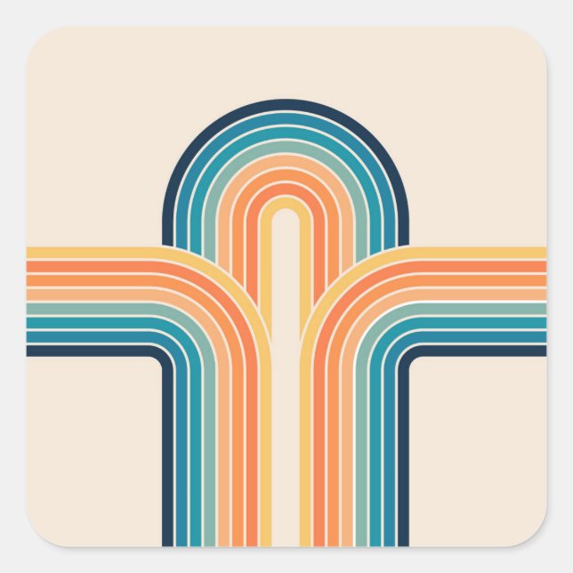 Colourful triple retro arches square sticker (Front)