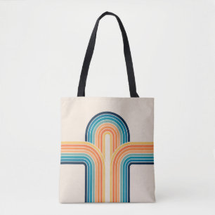 Colourful triple retro arches tote bag