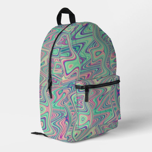 Colourful Trippy Acid Trip Digital Abstract Art Printed Backpack (Back Corner Left)