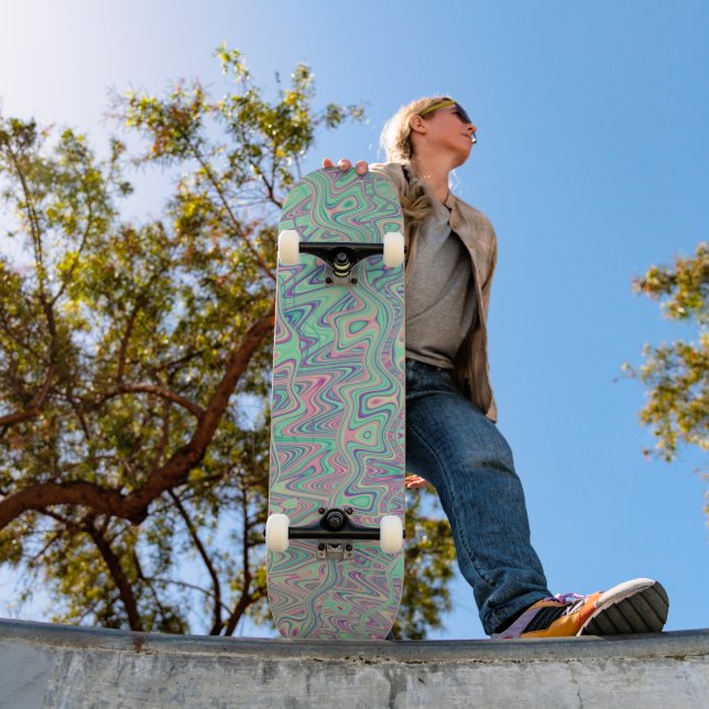 Colourful Trippy Acid Trip Digital Abstract Art Skateboard (Outdoor 1)