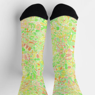 Colourful Trippy Boho Eclectic Groovy Blob Mosaic Socks