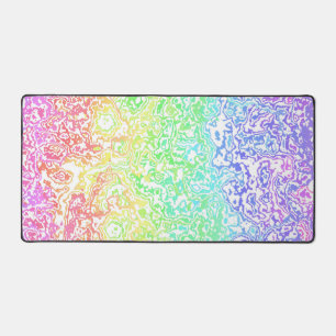 Colourful Trippy Boho Hippie Groovy Rainbow Marble Desk Mat