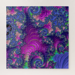Colourful Trippy Boho Jewel Tone Rainbow Fractal Jigsaw Puzzle