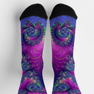 Colourful Trippy Boho Jewel Tone Rainbow Fractal Socks