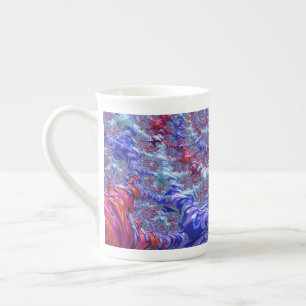 Colourful Trippy Groovy Digital Abstract Fractal Bone China Mug