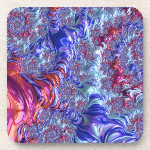 Colourful Trippy Groovy Digital Abstract Fractal Coaster