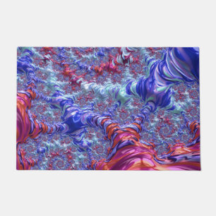 Colourful Trippy Groovy Digital Abstract Fractal Doormat