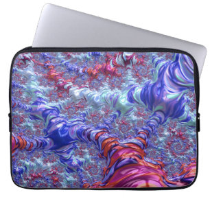 Colourful Trippy Groovy Digital Abstract Fractal Laptop Sleeve
